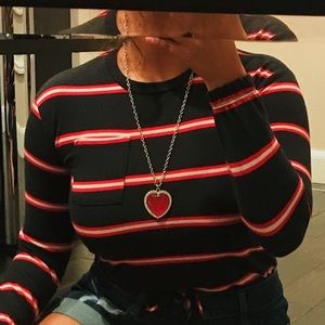 🌻Red & Silver heart pendant necklace